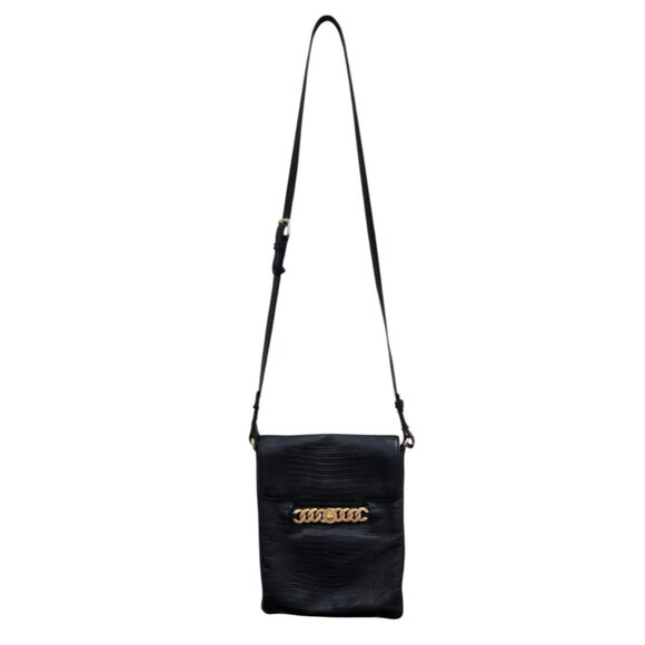 Marc by Marc Jacobs Black Leather Crossbody Bag Gold Logo Plate Designer Purse - Picture 3 of 12